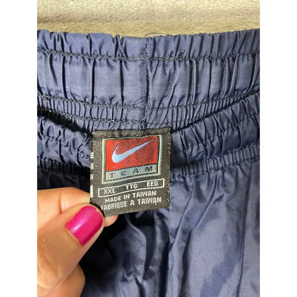 Vintage Y2K Nike Navy Windbreaker Track Pants Swoosh Lined Joggers Men's XXL
